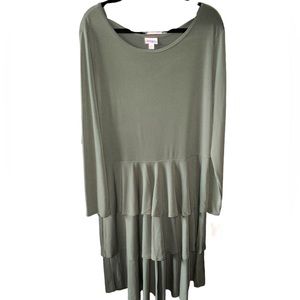 Lularoe 3X olive green Georgia dress. Perfect‎ dress! Tiered skirt, long sleeve.